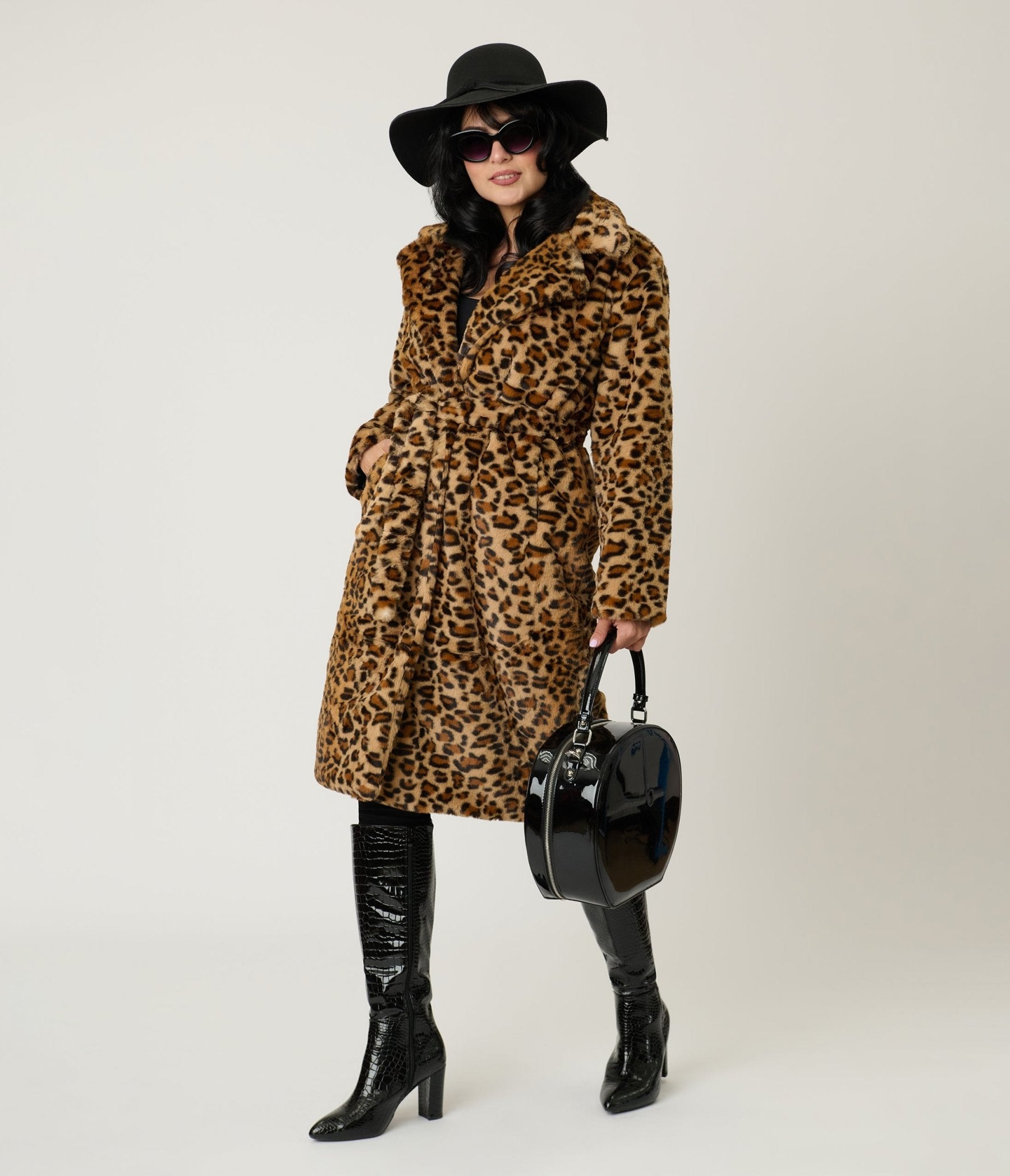 Leopard Faux Fur Long Coat - Unique Vintage - Womens, TOPS, OUTERWEAR