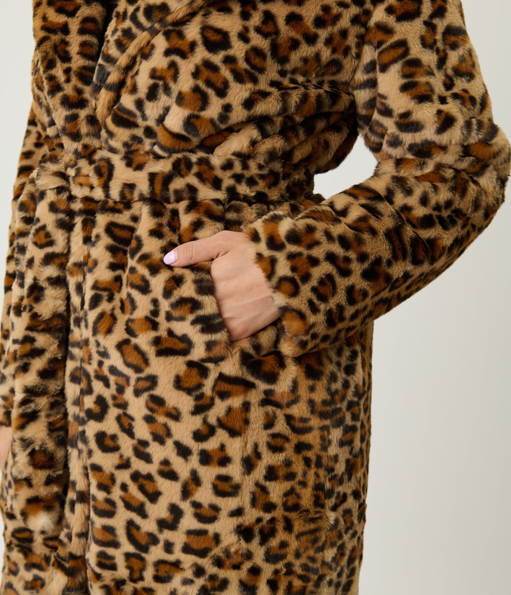 Leopard Faux Fur Long Coat - Unique Vintage - Womens, TOPS, OUTERWEAR