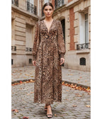 Leopard Print Chiffon Maxi Dress - Unique Vintage - Maxi Dresses