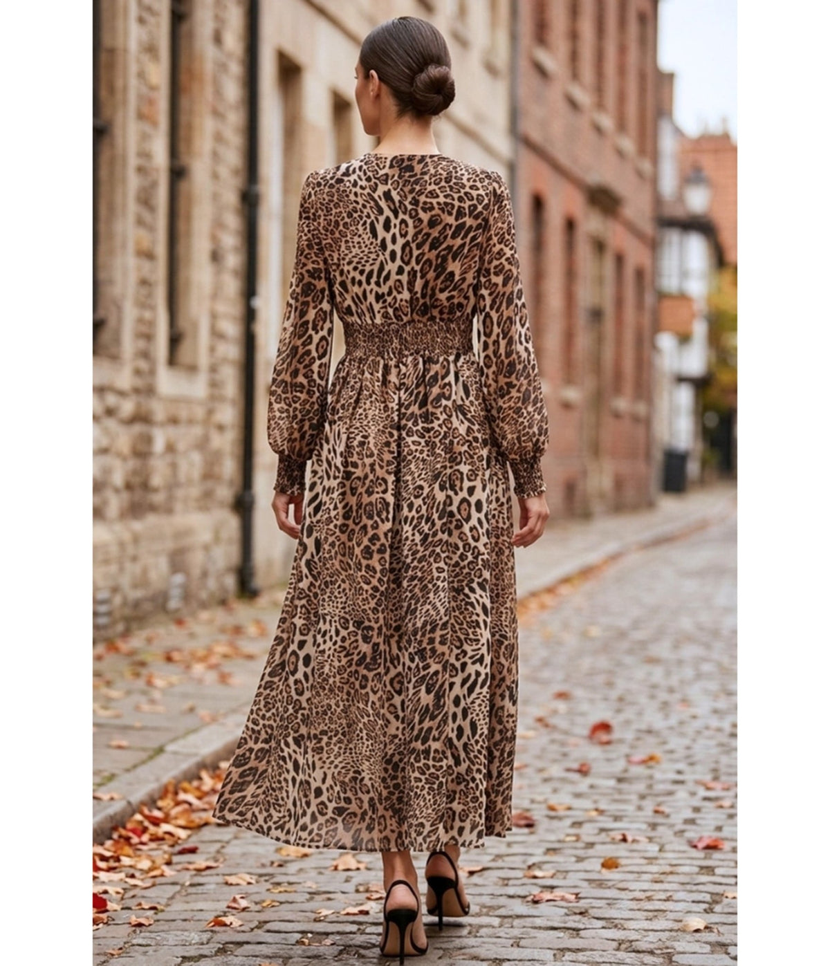Leopard Print Chiffon Maxi Dress - Unique Vintage - Maxi Dresses