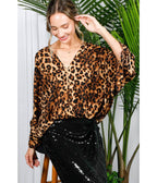 Leopard Print Dolman Sleeve Blouse - Unique Vintage - Womens, TOPS, SHIRTS