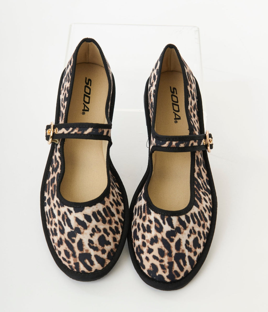 Leopard Print Flats - Unique Vintage - Womens, SHOES, FLATS