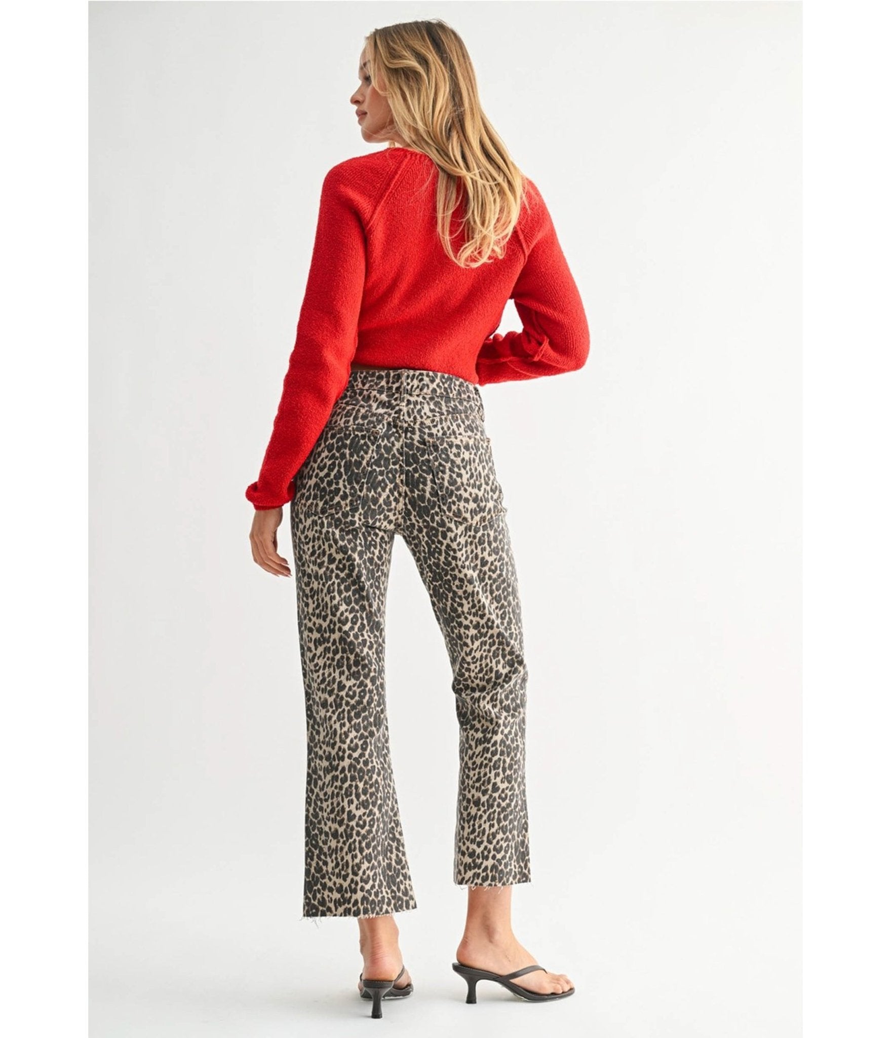 Leopard Print High Rise Flare Jeans - Unique Vintage - Womens, BOTTOMS, PANTS