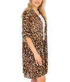 Leopard Print Open Front Kimono - Unique Vintage - Womens, SWIM, COVERUPS