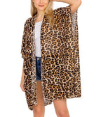 Leopard Print Open Front Kimono - Unique Vintage - Womens, SWIM, COVERUPS