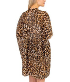 Leopard Print Open Front Kimono - Unique Vintage - Womens, SWIM, COVERUPS