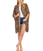 Leopard Print Open Front Kimono - Unique Vintage - Womens, SWIM, COVERUPS
