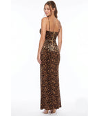 Leopard Print Velvet Mermaid Maxi Dress - Unique Vintage - Maxi Dresses