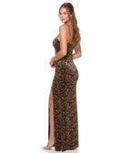 Leopard Print Velvet Mermaid Maxi Dress - Unique Vintage - Maxi Dresses