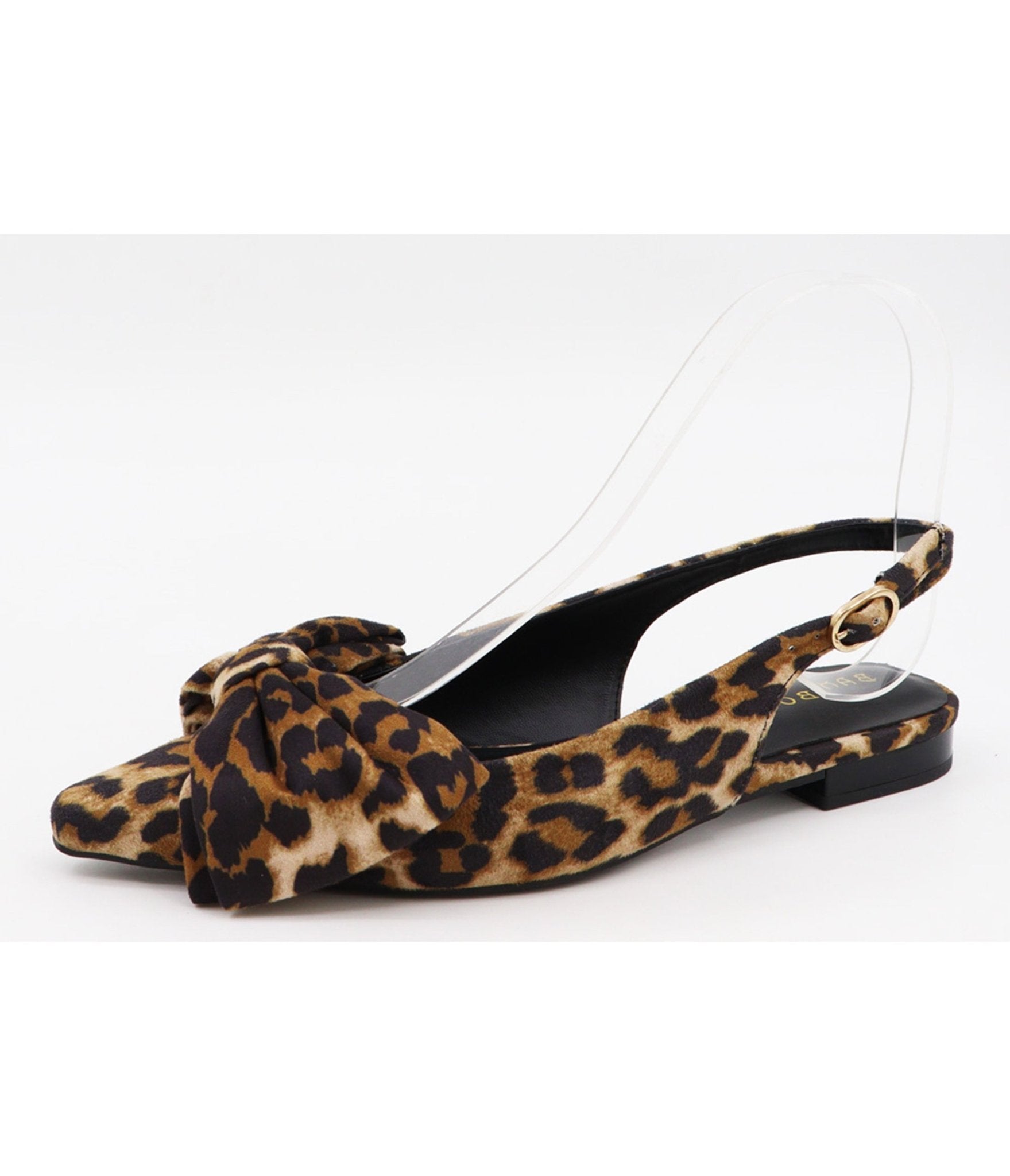 Leopard Suede Bow Slingback Flats - Unique Vintage - Womens, SHOES, FLATS