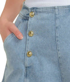 Light Blue Denim Chamomile Woven Shorts - Unique Vintage - Womens, BOTTOMS, SHORTS