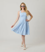 Light Blue Sleeveless Fit & Flare Dress - Unique Vintage - Womens, DRESSES, FIT AND FLARE