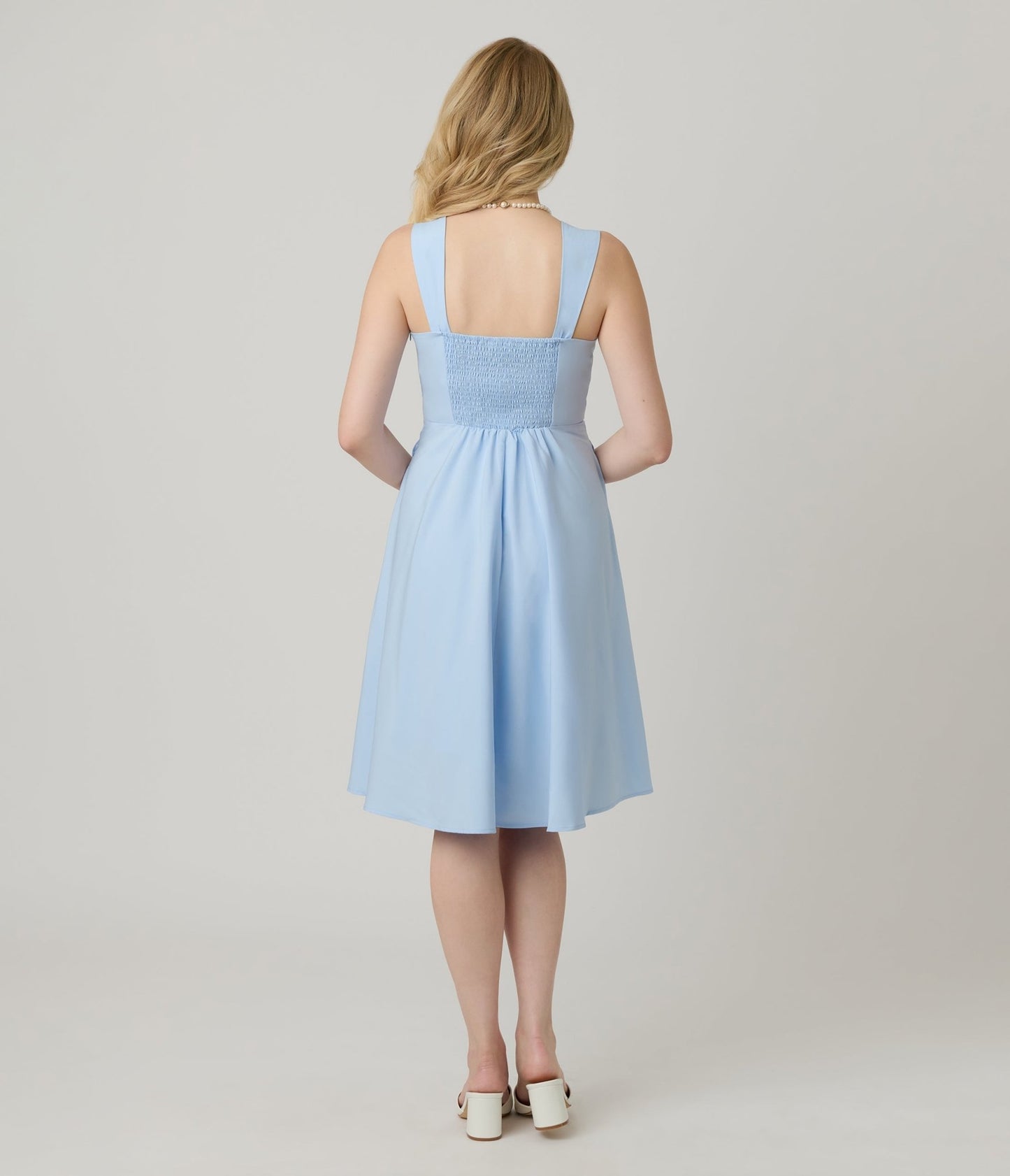 Light Blue Sleeveless Fit & Flare Dress - Unique Vintage - Womens, DRESSES, FIT AND FLARE
