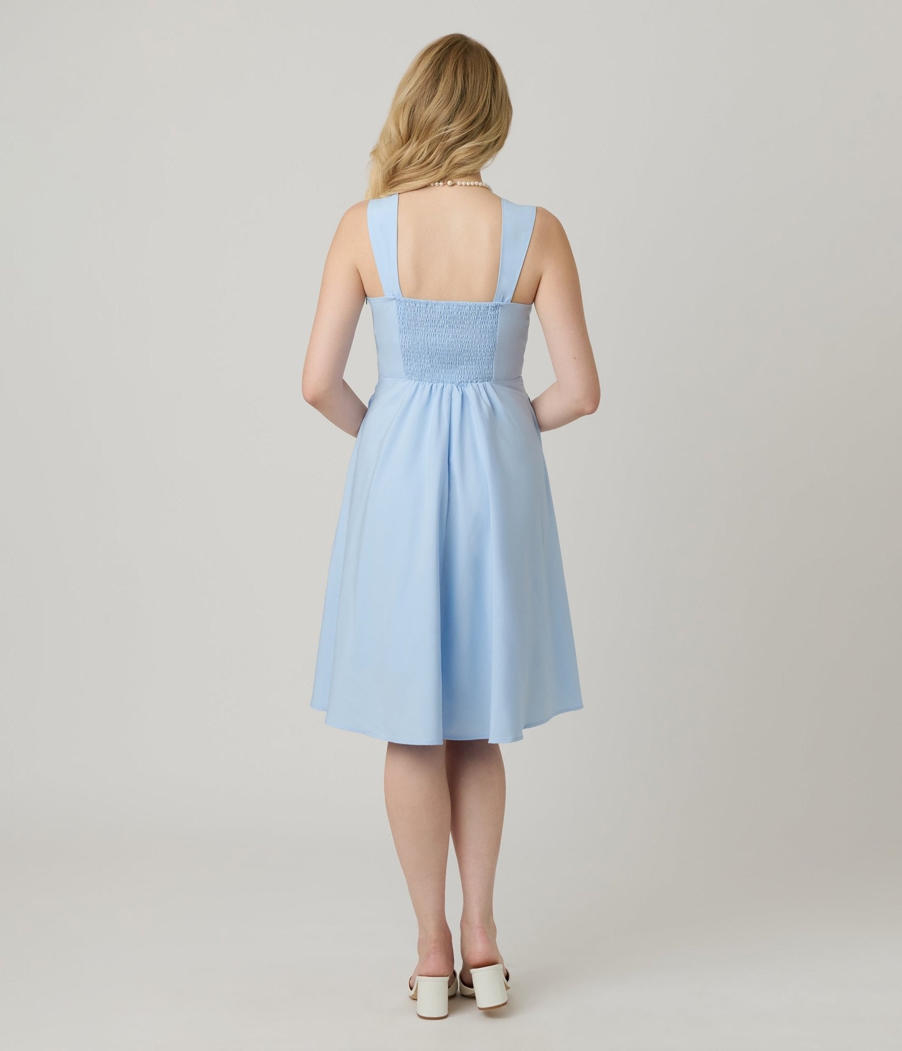 Light Blue Sleeveless Fit & Flare Dress - Unique Vintage - Womens, DRESSES, FIT AND FLARE