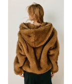 Light Brown Faux Fur Coat - Unique Vintage - Womens, TOPS, OUTERWEAR