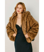 Light Brown Faux Fur Coat - Unique Vintage - Womens, TOPS, OUTERWEAR