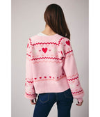 Light Pink Heart Cardigan - Unique Vintage - Womens, TOPS, SWEATERS