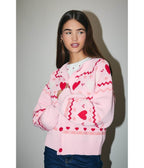Light Pink Heart Cardigan - Unique Vintage - Womens, TOPS, SWEATERS