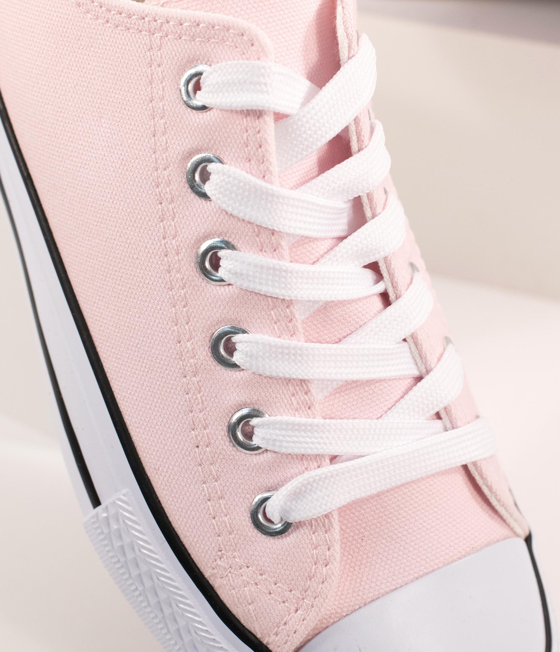 Light Pink Lace Up Canvas Sneakers - Unique Vintage - Womens, SHOES, SNEAKERS