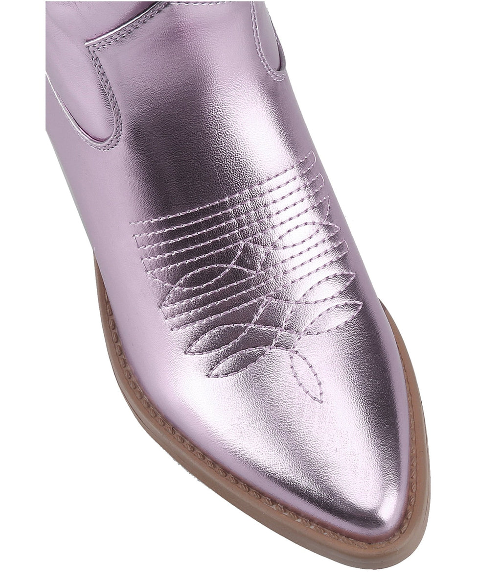 Light Pink Metallic Cowboy Boots - Unique Vintage - Womens, SHOES, BOOTS