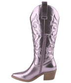 Light Pink Metallic Cowboy Boots - Unique Vintage - Womens, SHOES, BOOTS
