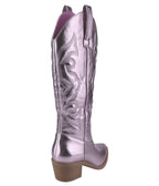 Light Pink Metallic Cowboy Boots - Unique Vintage - Womens, SHOES, BOOTS