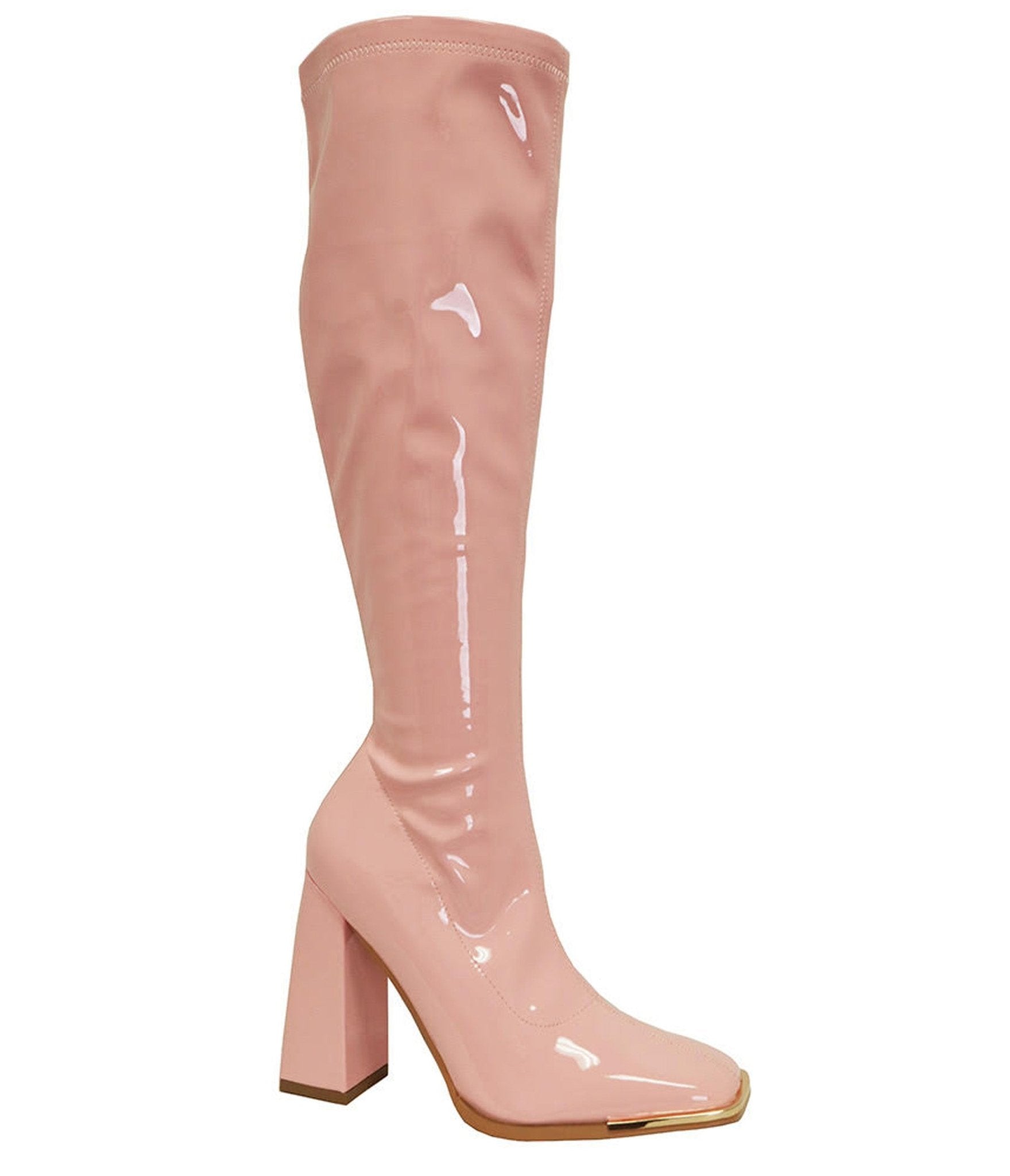 Light Pink Patent Gogo Boot - Unique Vintage - Womens, SHOES, HEELS