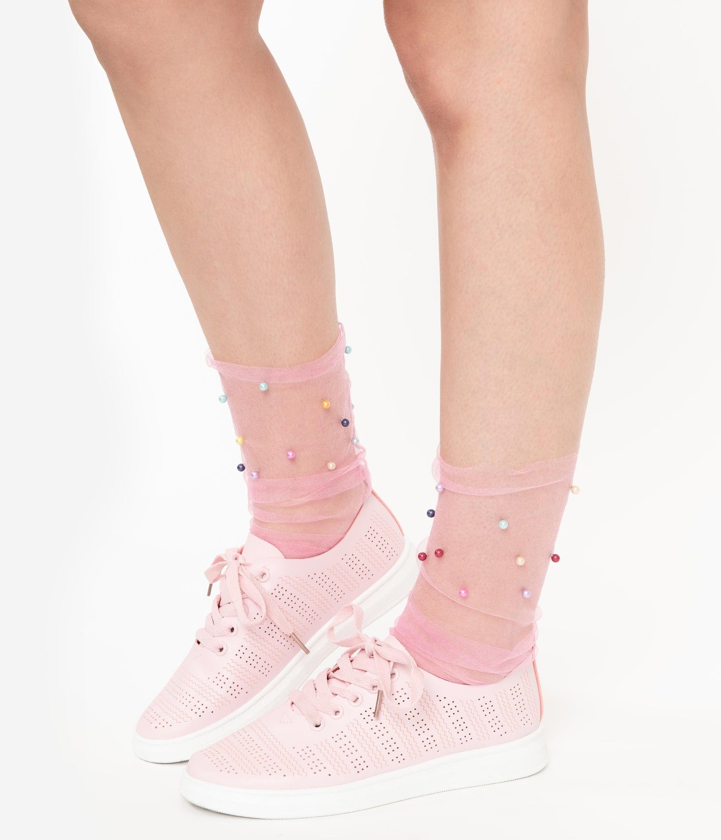 Light Pink Perforated Sneakers - Unique Vintage - Womens, SHOES, SNEAKERS