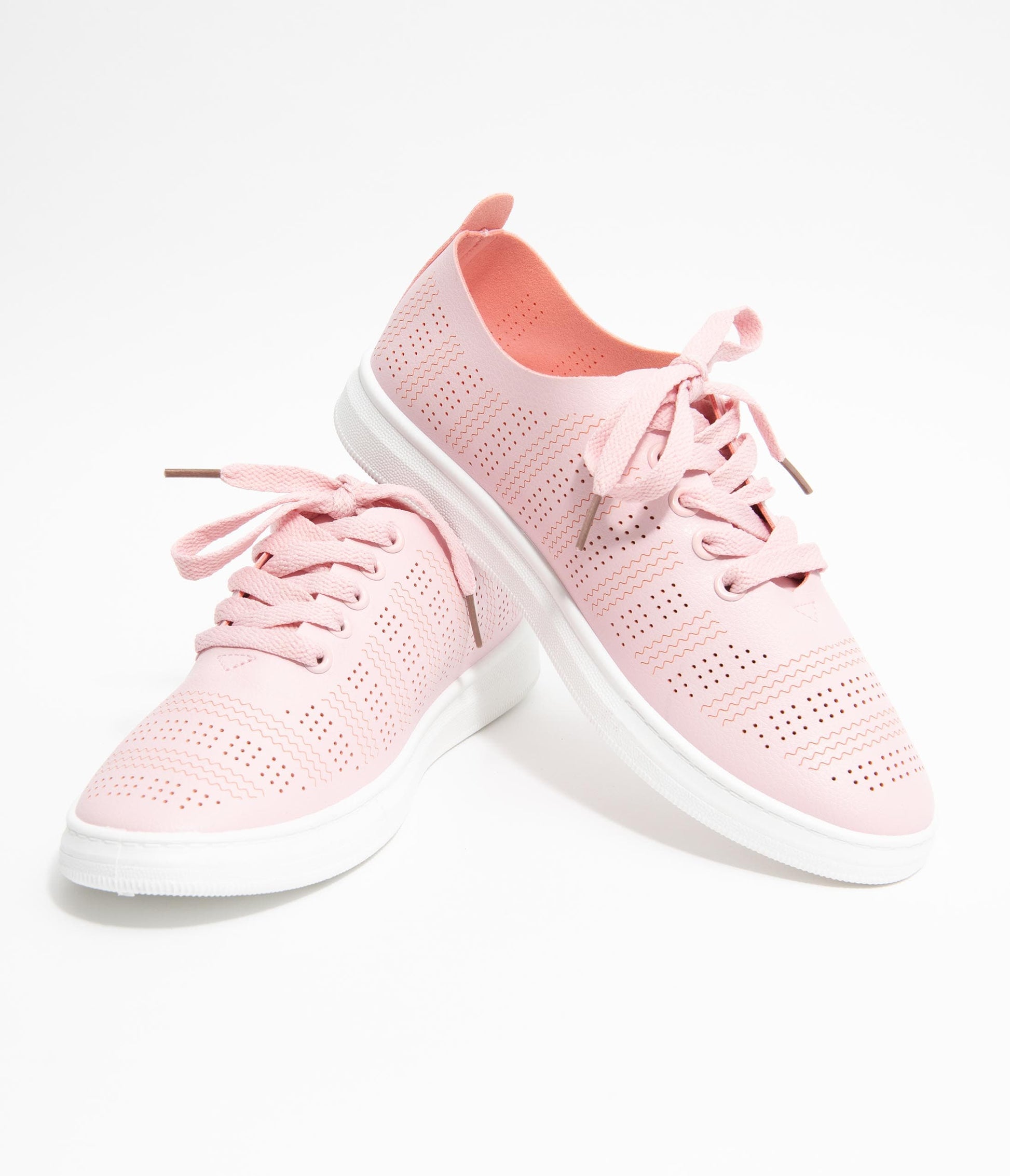 Light Pink Perforated Sneakers - Unique Vintage - Womens, SHOES, SNEAKERS