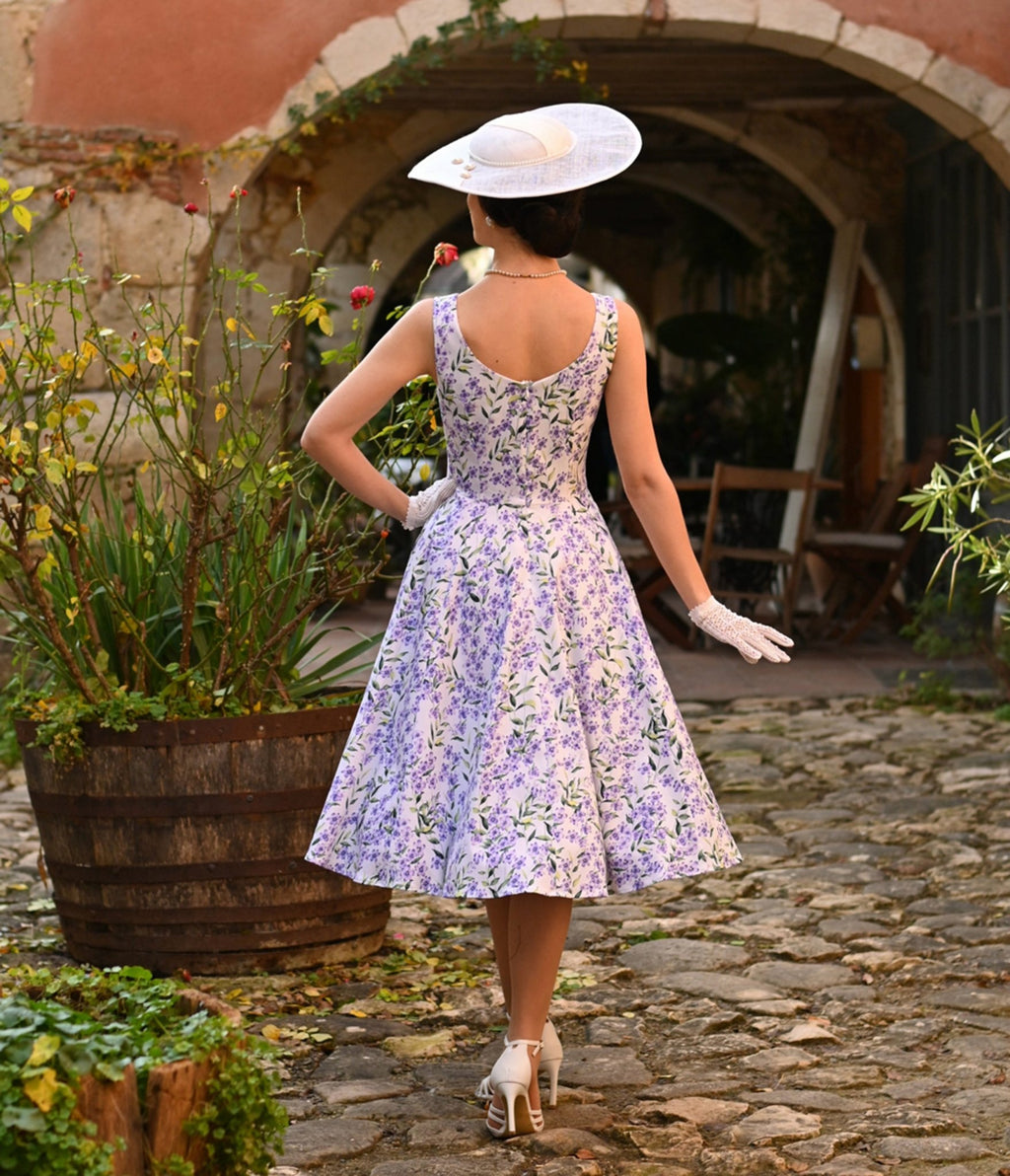 Lilac Meadow Swing Dress - Unique Vintage - Womens, DRESSES, SWING