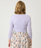 Lilac Three Quarter Sleeve Crop Cardigan - Unique Vintage - Womens, TOPS, SWEATERS