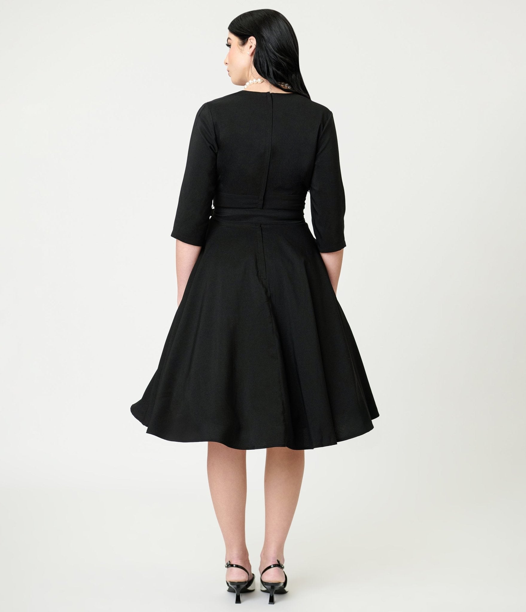 Lindy Bop Black Rita Flared Dress Unique Vintage Lindy Bop Black Rita Flared Dress Unique Vintage