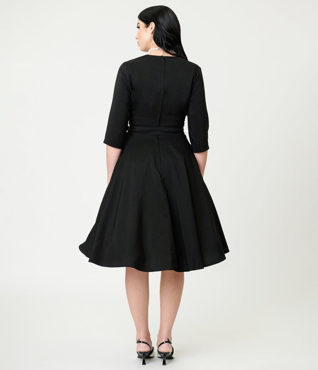 Lindy Bop Black Rita Flared Dress - Unique Vintage - Womens, DRESSES, FIT AND FLARE