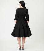 Lindy Bop Black Rita Flared Dress - Unique Vintage - Womens, DRESSES, FIT AND FLARE