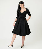 Lindy Bop Black Rita Flared Dress - Unique Vintage - Womens, DRESSES, FIT AND FLARE