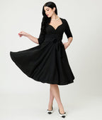 Lindy Bop Black Rita Flared Dress - Unique Vintage - Womens, DRESSES, FIT AND FLARE