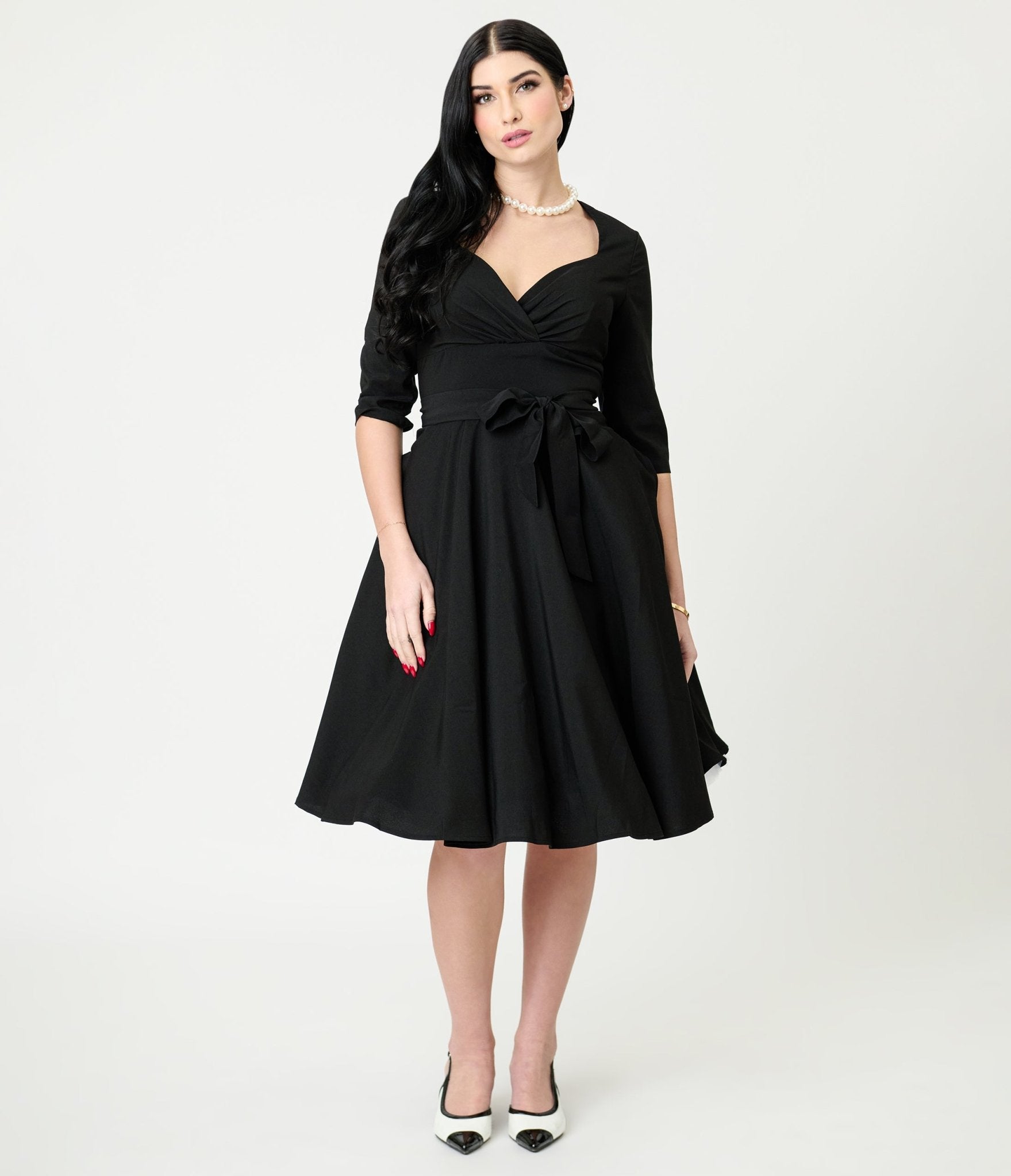 Lindy Bop Black Rita Flared Dress - Unique Vintage - Womens, DRESSES, FIT AND FLARE