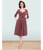 Lindy Bop Brown Polka Dot Rita Flared Dress - Unique Vintage - Womens, DRESSES, FIT AND FLARE