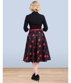 Lindy Bop Red Heart Print Christine Skirt - Unique Vintage - Womens, BOTTOMS, SKIRTS
