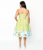 Little Golden Books x Unique Vintage Green & Blue Fuzzy Duckling Bobbie Swing Dress - Unique Vintage - Womens, DRESSES, SWING