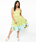 Little Golden Books x Unique Vintage Green & Blue Fuzzy Duckling Bobbie Swing Dress - Unique Vintage - Womens, DRESSES, SWING