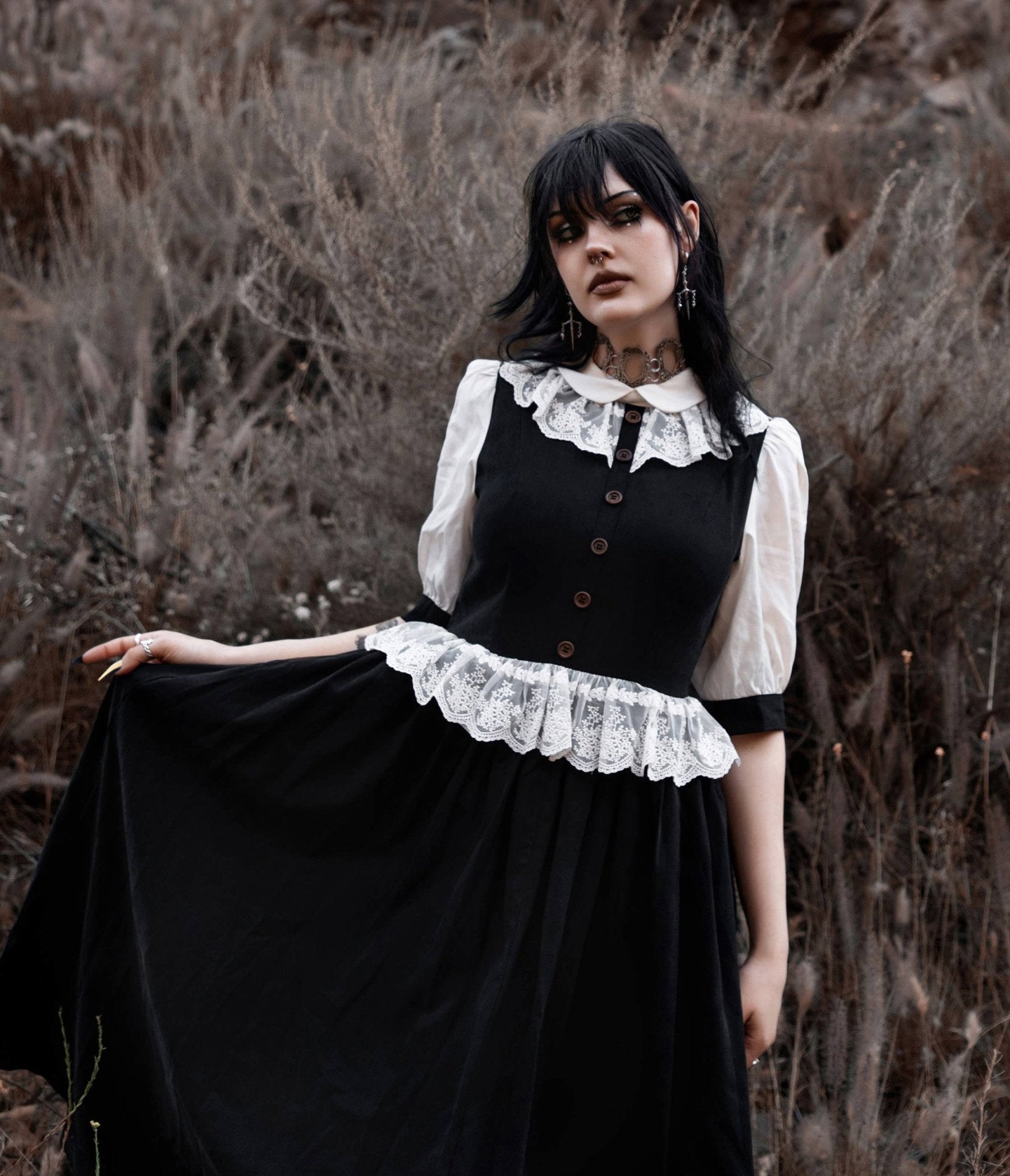 Lively Ghosts Black & White Blackfern Maxi Dress 5X