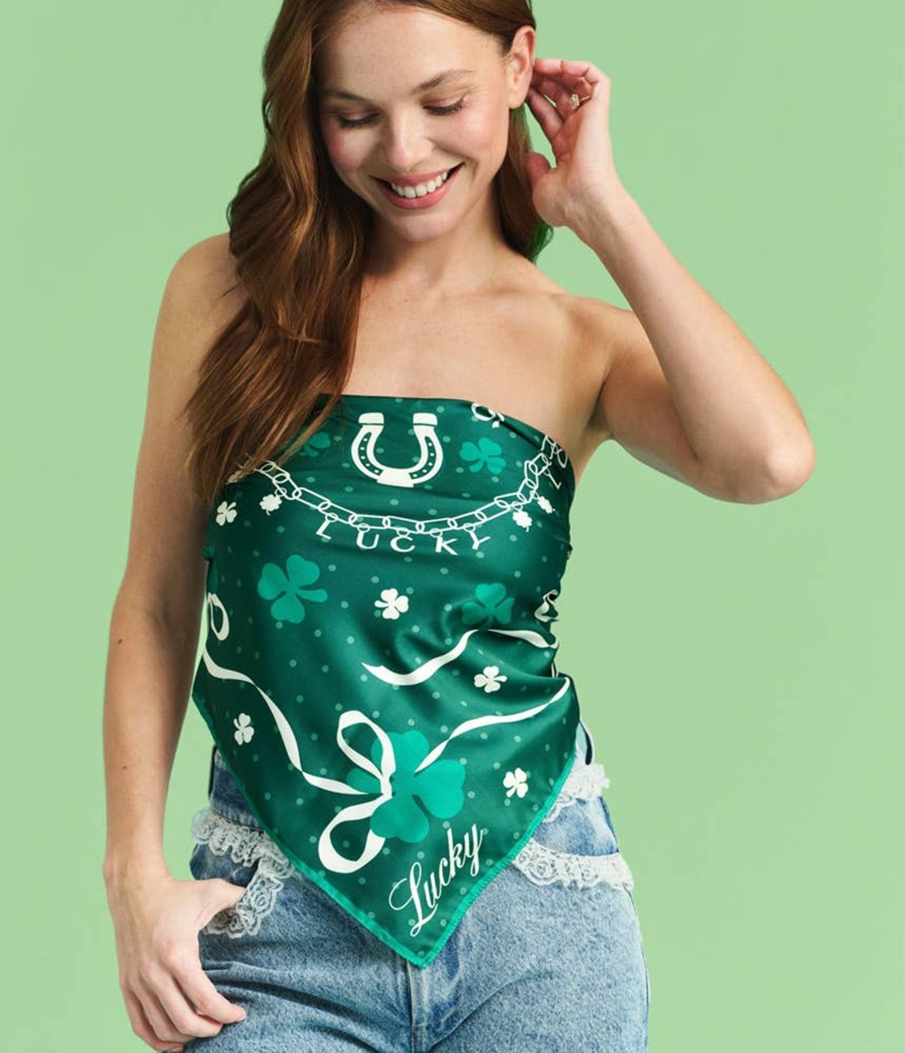 Lucky Green St Patrick's Day Hair Scarf - Unique Vintage - Womens, ACCESSORIES, GLOVES/SCARVES