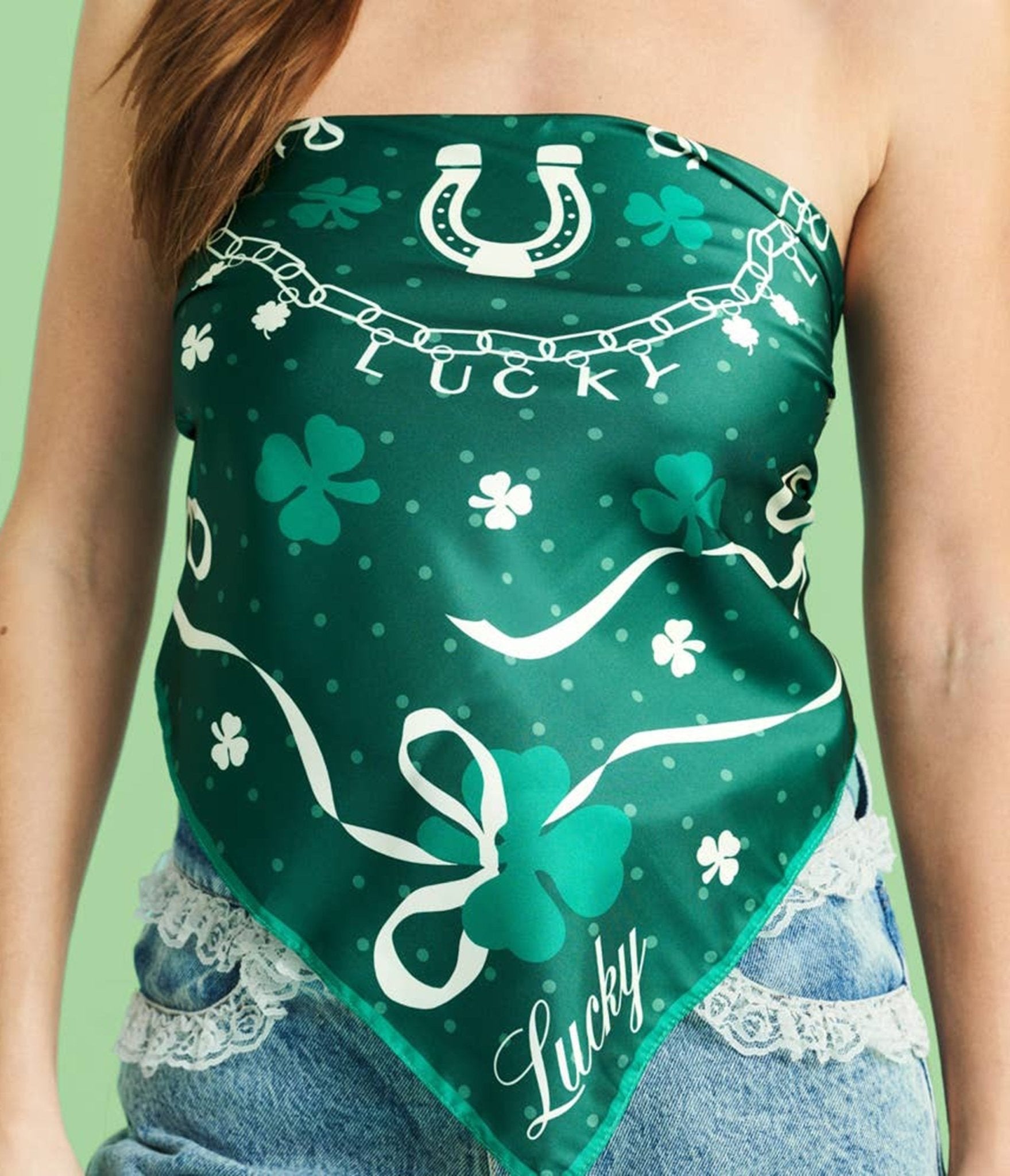 Lucky Green St Patrick's Day Hair Scarf - Unique Vintage - Womens, ACCESSORIES, GLOVES/SCARVES