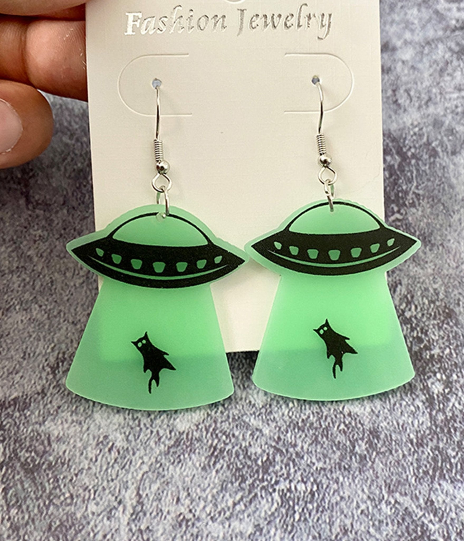 Luminous UFO Cat Abduction Earrings - Unique Vintage - Womens, ACCESSORIES, JEWELRY