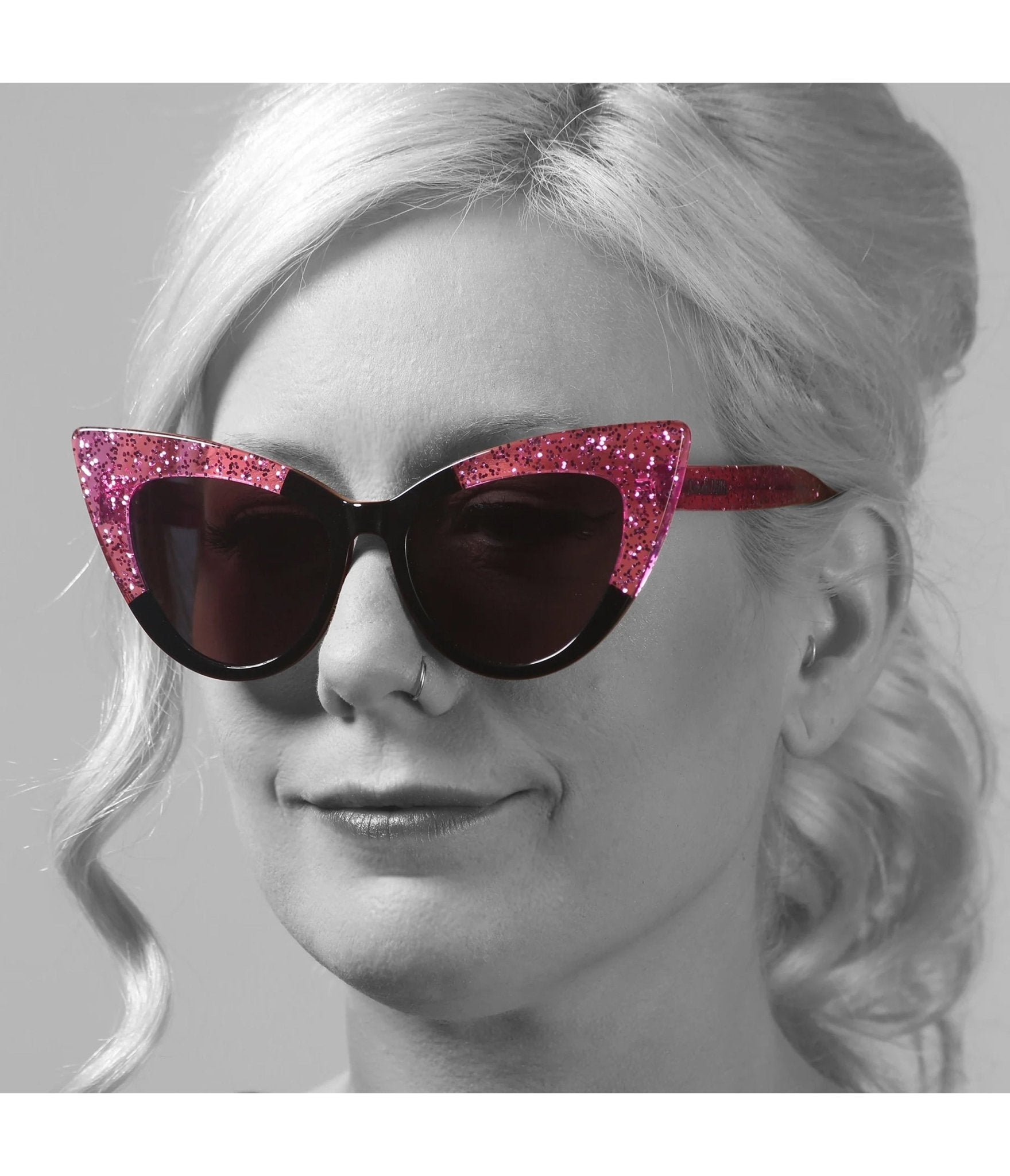Lux De Ville Black & Pink Queen Bee Sunglasses - Unique Vintage - Womens, ACCESSORIES, SUNGLASSES