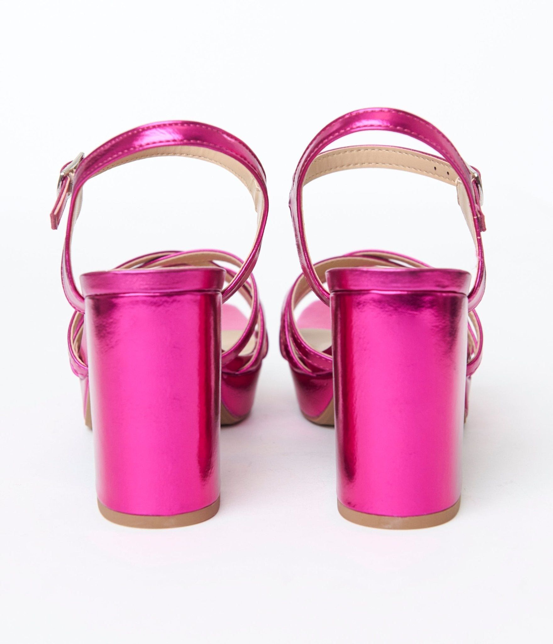 Magenta Metallic Leatherette Heels - Unique Vintage - Womens, SHOES, HEELS