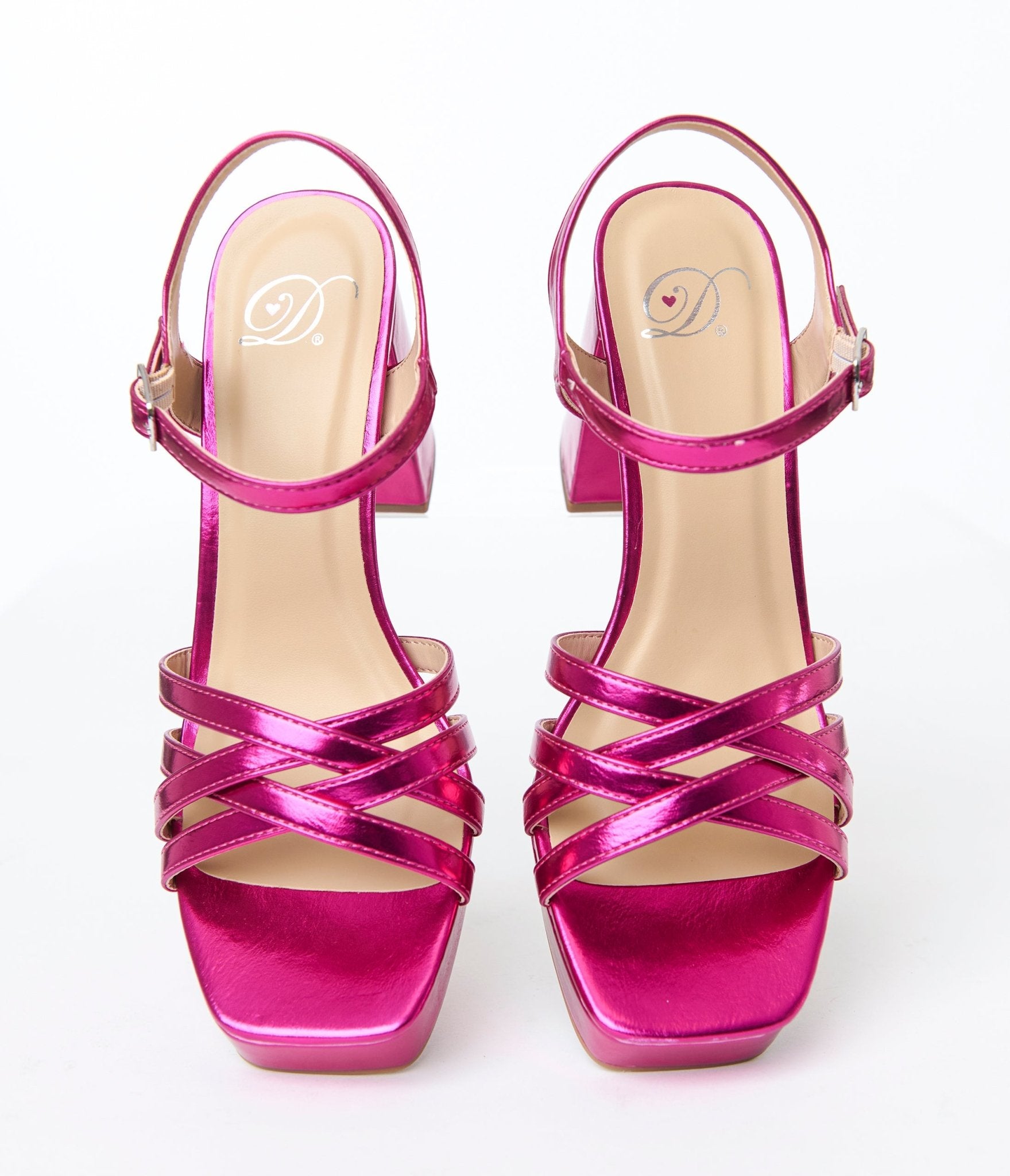 Magenta Metallic Leatherette Heels - Unique Vintage - Womens, SHOES, HEELS
