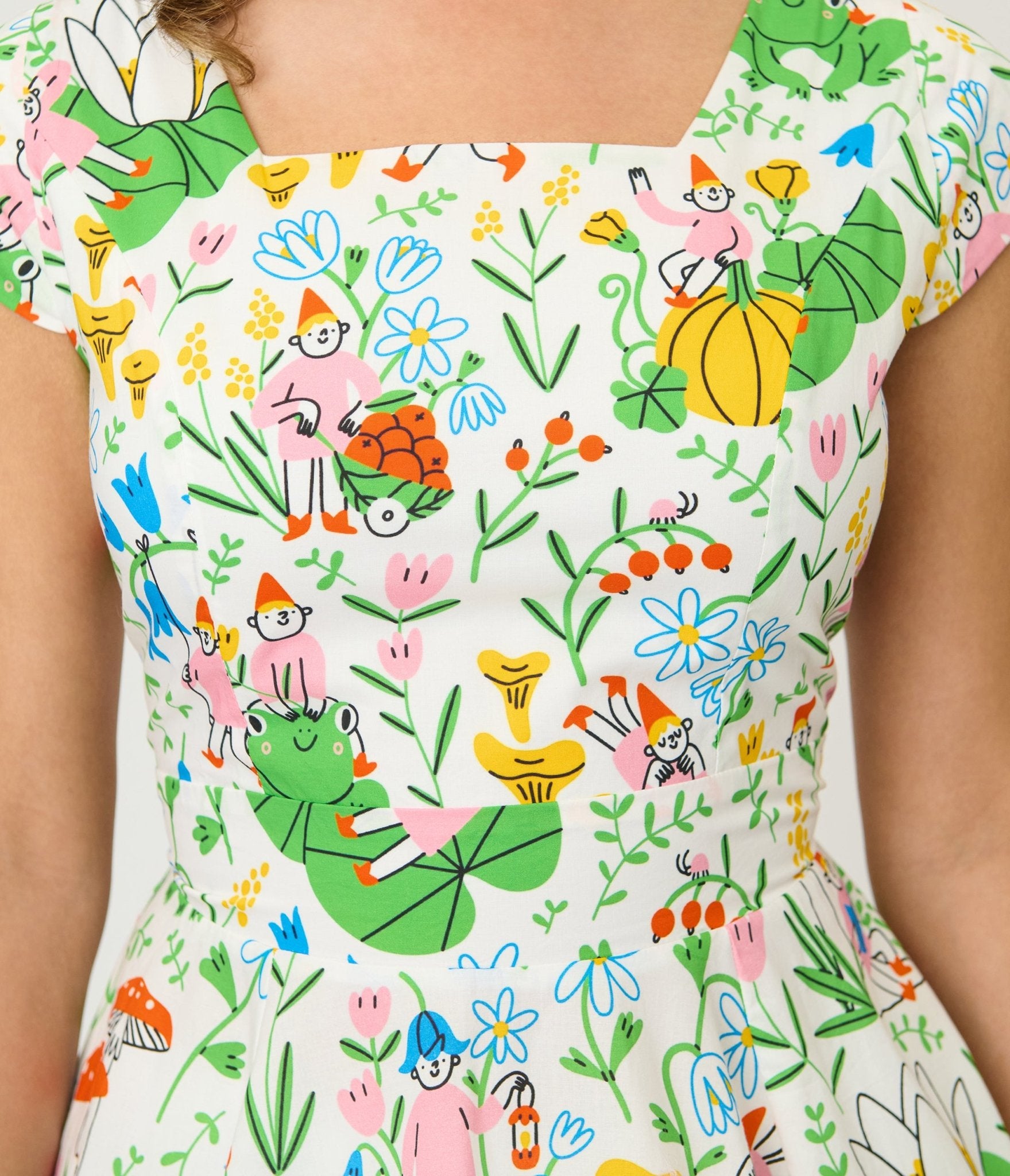 Magnolia Place Gnome & Frog Anna Swing Dress - Unique Vintage - Womens, DRESSES, SWING