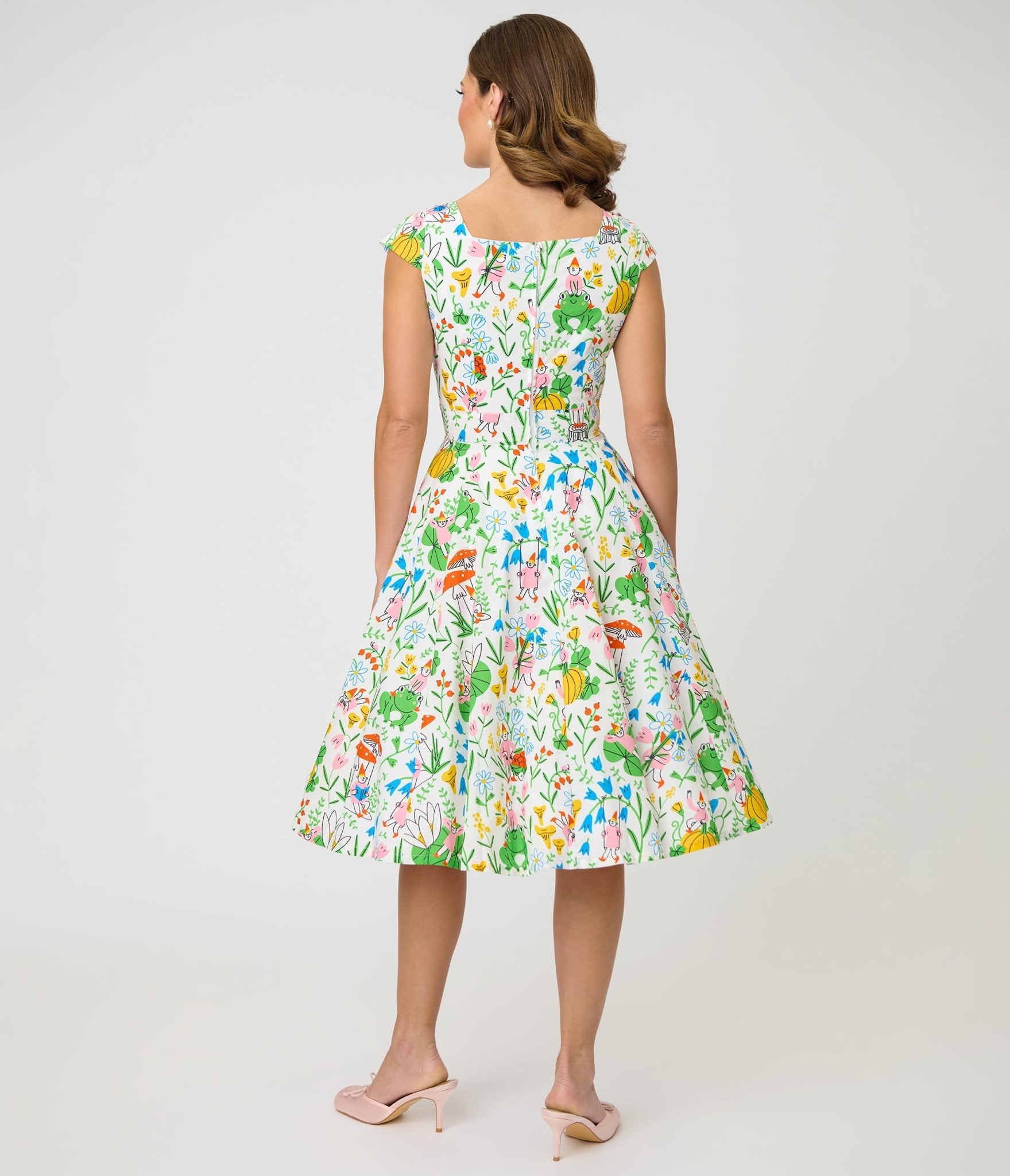 Magnolia Place Gnome & Frog Anna Swing Dress - Unique Vintage - Womens, DRESSES, SWING